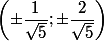 \left( \pm \dfrac{1}{\sqrt{5}};\pm\dfrac{2}{\sqrt{5}} \right)